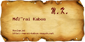 Mérai Kabos névjegykártya